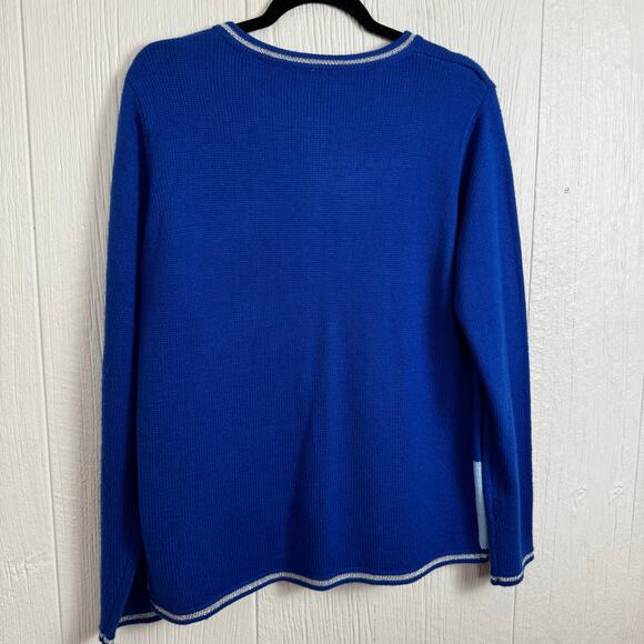 Polar Bear Christmas Cardigan Button Front Sweater Size Medium Blue Holiday - Picture 4 of 6